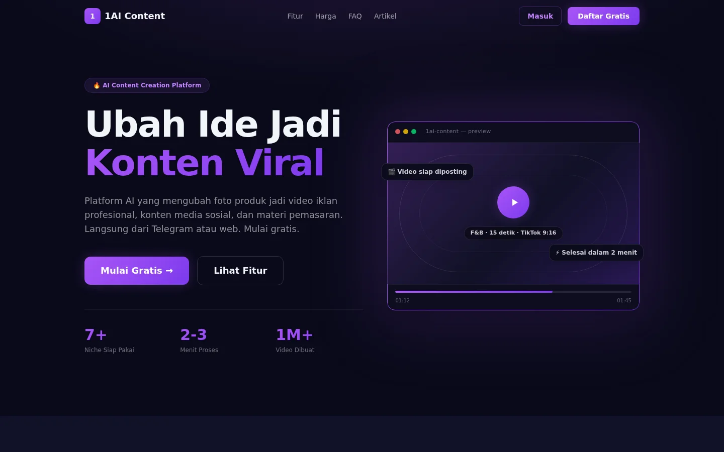 1AI Content dashboard