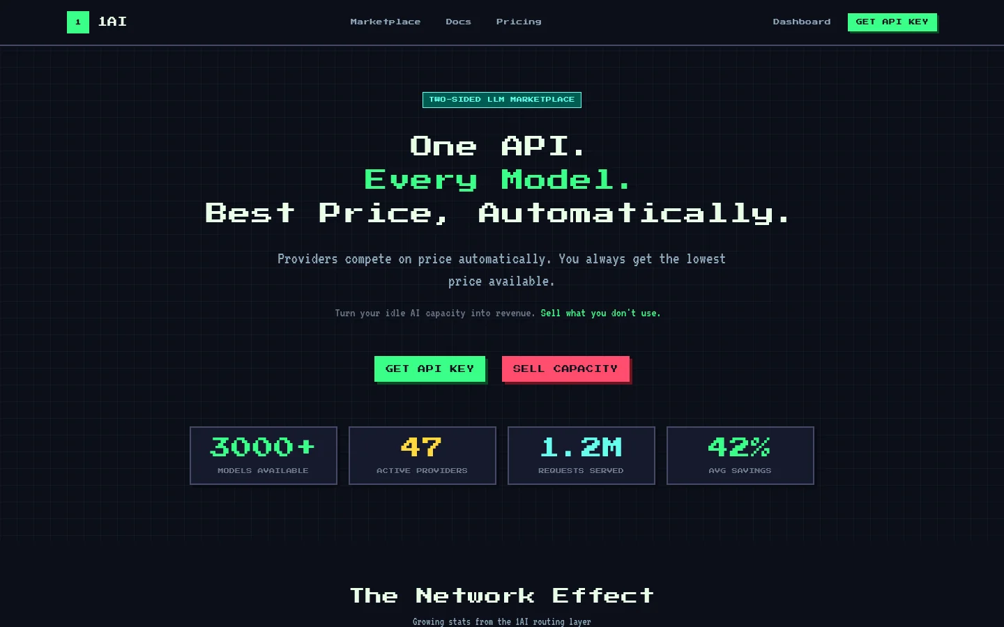 1AI Marketplace dashboard