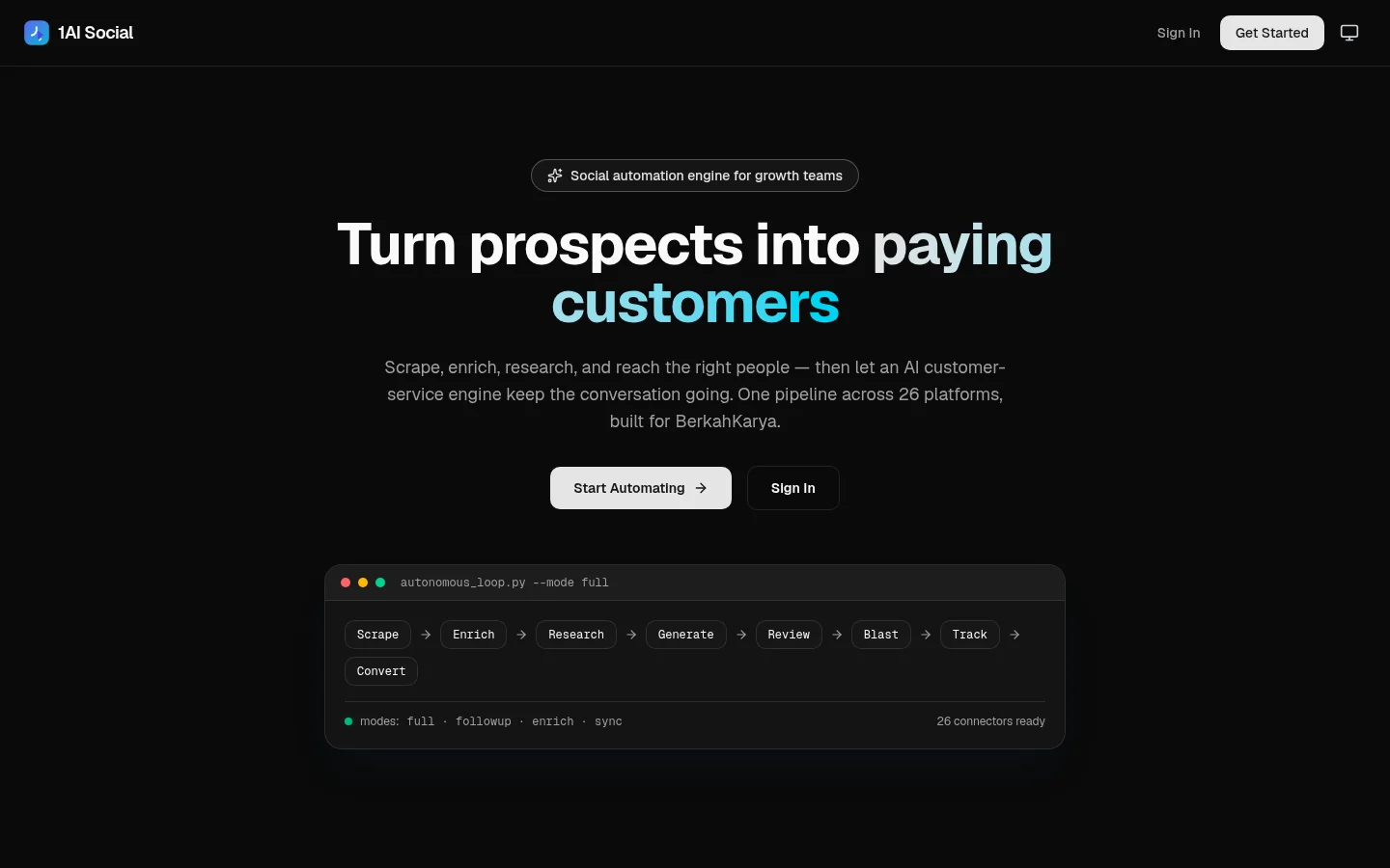 1AI Social dashboard